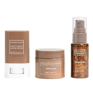 Glow Getter: Glow Oil, Glow Stick, and Endless Shimmer Body Cream, mesh pink bag